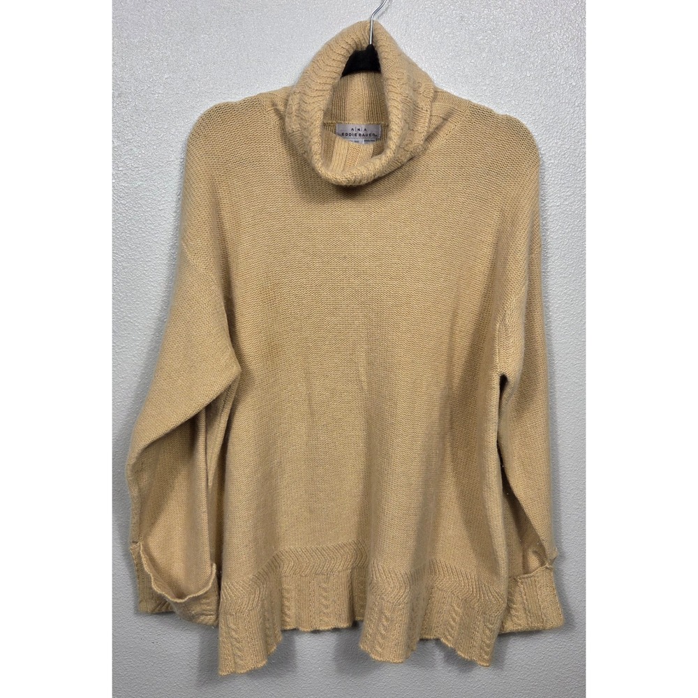 AKA Eddie Bauer Lambswool Angora Cowl Neck Sweater L Soft Yellow